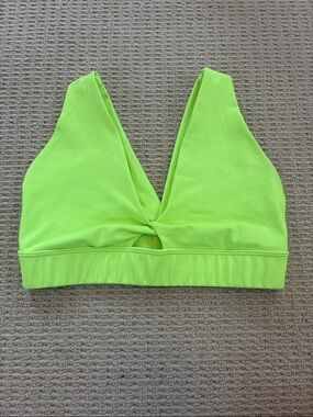 Tiger Friday Neon Green/Yellow V-Neck Sports Bra with Twist Front Size xs